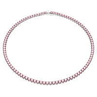 Matrix Tennis necklace, Round cut, Small, Pink, Rhodium plated by SWAROVSKI