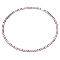Matrix Tennis necklace, Round cut, Small, Pink, Rhodium plated by SWAROVSKI