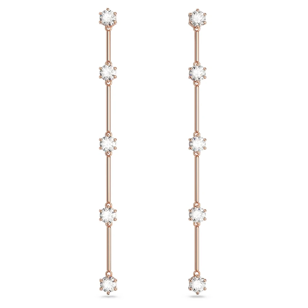 Constella drop earrings, Round cut, White, Rose gold-tone plated by SWAROVSKI