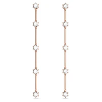 Constella drop earrings, Round cut, White, Rose gold-tone plated by SWAROVSKI