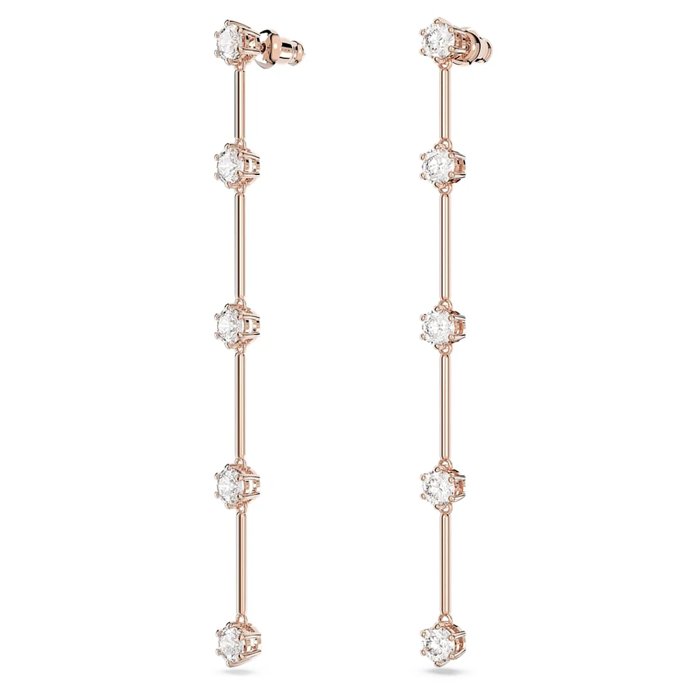 Constella drop earrings, Round cut, White, Rose gold-tone plated by SWAROVSKI