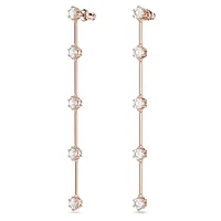 Constella drop earrings, Round cut, White, Rose gold-tone plated by SWAROVSKI