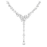 Mesmera Y necklace, Mixed cuts, White, Rhodium plated by SWAROVSKI