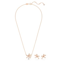 Volta set, Bow, White, Rose gold-tone plated by SWAROVSKI