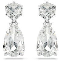 Mesmera drop earrings, Mixed cuts, White, Rhodium plated by SWAROVSKI