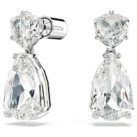 Mesmera drop earrings, Mixed cuts, White, Rhodium plated by SWAROVSKI