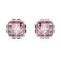 Birthstone stud earrings, Square cut, October, Pink, Rhodium plated by SWAROVSKI
