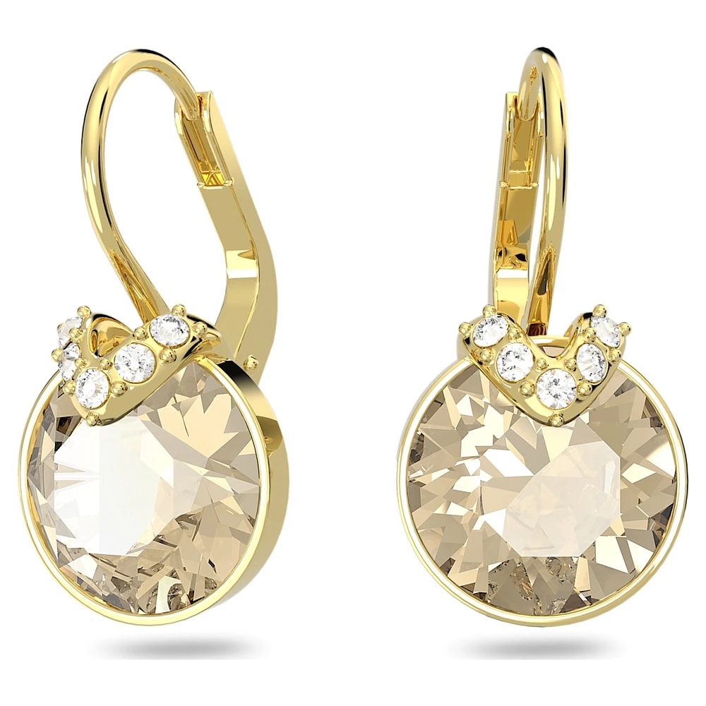Bella V drop earrings, Round cut, Gold tone, Gold-tone plated by SWAROVSKI
