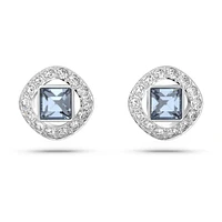 Una Angelic stud earrings, Square cut, Blue, Rhodium plated by SWAROVSKI