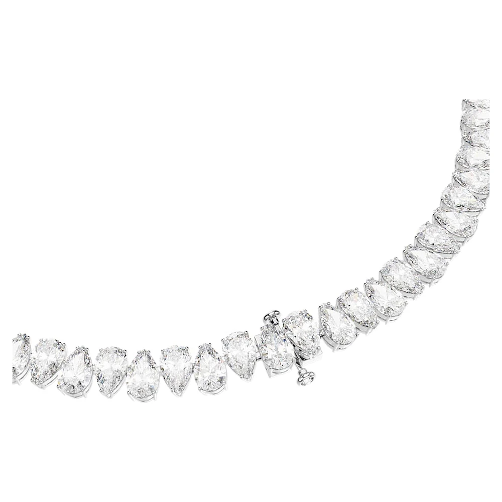 Matrix Tennis necklace, Pear cut, White, Rhodium plated by SWAROVSKI