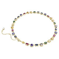 Stilla Tennis necklace, Mixed cuts, Multicolored, Gold-tone plated by SWAROVSKI