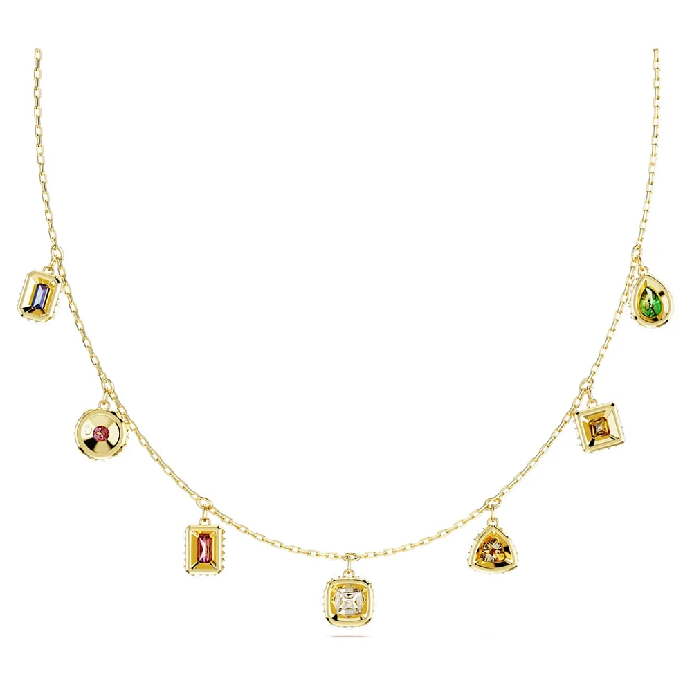 Stilla necklace, Mixed cuts, Multicoloured, Gold-tone plated by SWAROVSKI