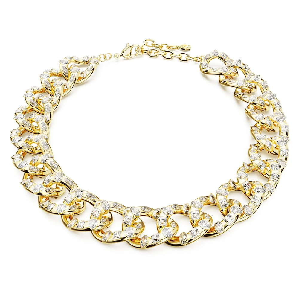 Dextera necklace, Statement, Mixed cuts, Large, White, Gold-tone plated by SWAROVSKI