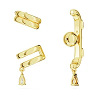 Dextera ear cuff, Set (3), Mixed cuts, White, Gold-tone plated by SWAROVSKI