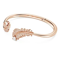 Nice bangle, Feather, White, Rose gold-tone plated by SWAROVSKI