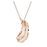 Nice pendant, Feather, White, Rose gold-tone plated by SWAROVSKI