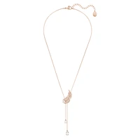 Nice Y pendant, Feather, White, Rose gold-tone plated by SWAROVSKI