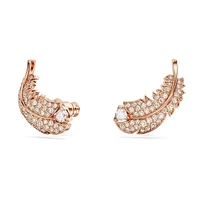 Nice stud earrings, Feather, White, Rose gold-tone plated by SWAROVSKI