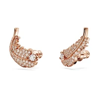 Nice stud earrings, Feather, White, Rose gold-tone plated by SWAROVSKI