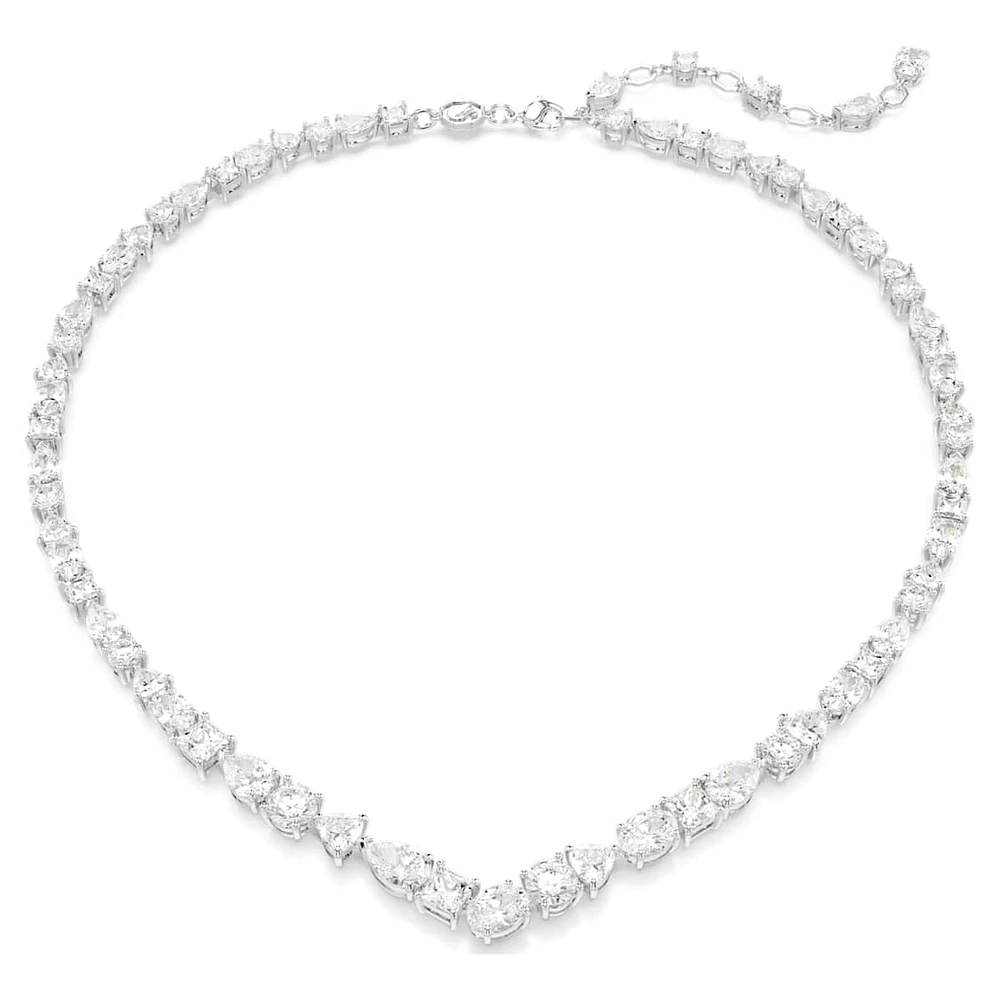 Mesmera necklace, Mixed cuts, White, Rhodium plated by SWAROVSKI