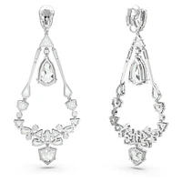 Mesmera clip earrings, Mixed cuts, Chandelier, Long, White, Rhodium plated by SWAROVSKI