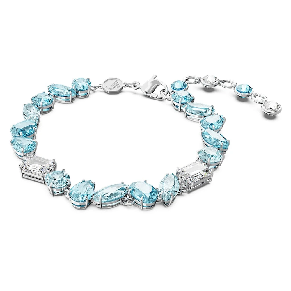 Gema bracelet, Mixed cuts, Blue, Rhodium plated by SWAROVSKI