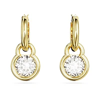 Dextera drop earrings, Round cut, White, Gold-tone plated by SWAROVSKI