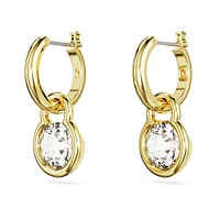 Dextera drop earrings, Round cut, White, Gold-tone plated by SWAROVSKI