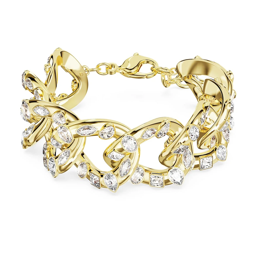 Dextera bracelet, Statement, Mixed cuts, White, Gold-tone plated by SWAROVSKI