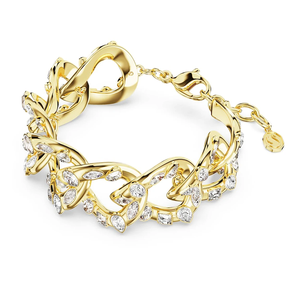 Dextera bracelet, Statement, Mixed cuts, White, Gold-tone plated by SWAROVSKI