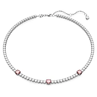 Matrix Tennis necklace, Mixed cuts, Pink, Rhodium plated by SWAROVSKI