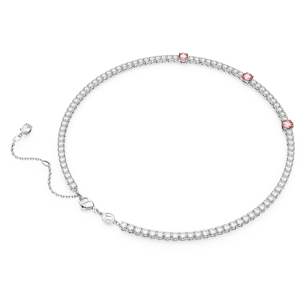 Matrix Tennis necklace, Mixed cuts, Pink, Rhodium plated by SWAROVSKI