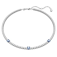 Matrix Tennis necklace, Mixed cuts, Blue, Rhodium plated by SWAROVSKI