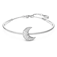 Luna bangle, Moon, White, Rhodium plated by SWAROVSKI
