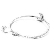 Luna bangle, Moon, White, Rhodium plated by SWAROVSKI