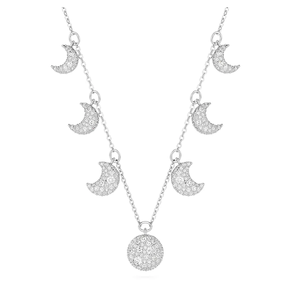 Luna choker, Moon, White, Rhodium plated by SWAROVSKI