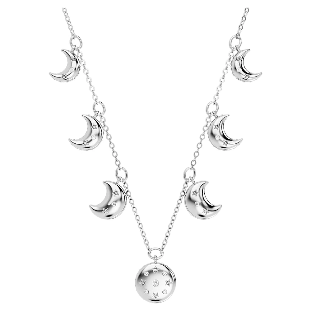 Luna choker, Moon, White, Rhodium plated by SWAROVSKI