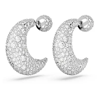 Luna drop earrings, Moon, White, Rhodium plated by SWAROVSKI