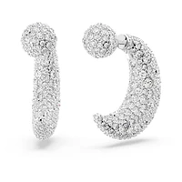 Luna drop earrings, Moon, White, Rhodium plated by SWAROVSKI
