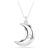 Luna pendant, Moon, White, Rhodium plated by SWAROVSKI