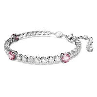 Matrix Tennis bracelet, Mixed cuts, Pink, Rhodium plated by SWAROVSKI