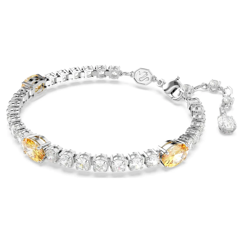 Matrix Tennis bracelet, Mixed cuts, Yellow, Rhodium plated by SWAROVSKI