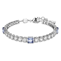 Matrix Tennis bracelet, Mixed cuts, Blue, Rhodium plated by SWAROVSKI