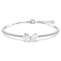 Mesmera bangle, Mixed cuts, White, Rhodium plated by SWAROVSKI