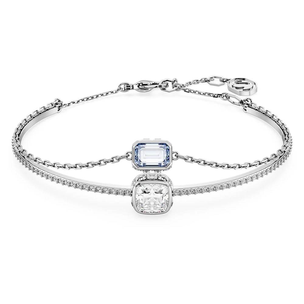 Stilla bangle, Mixed cuts, Blue, Rhodium plated by SWAROVSKI