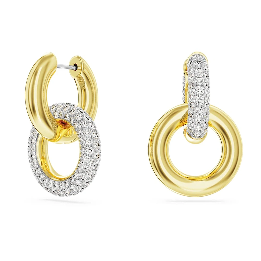 Dextera hoop earrings, Asymmetrical design, Interlocking loop, White