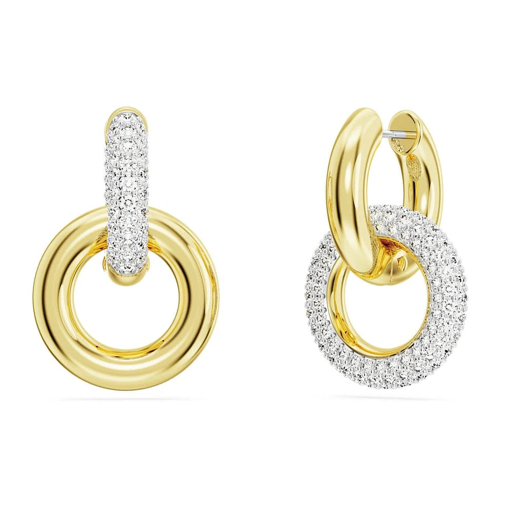 Dextera hoop earrings, Asymmetrical design, Interlocking loop, White