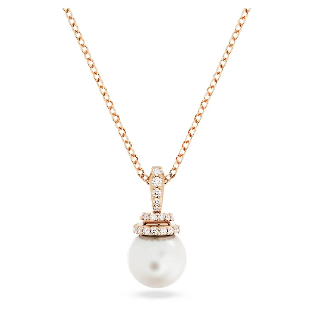 Originally pendant, Crystal pearl, White, Rose gold-tone plated by SWAROVSKI