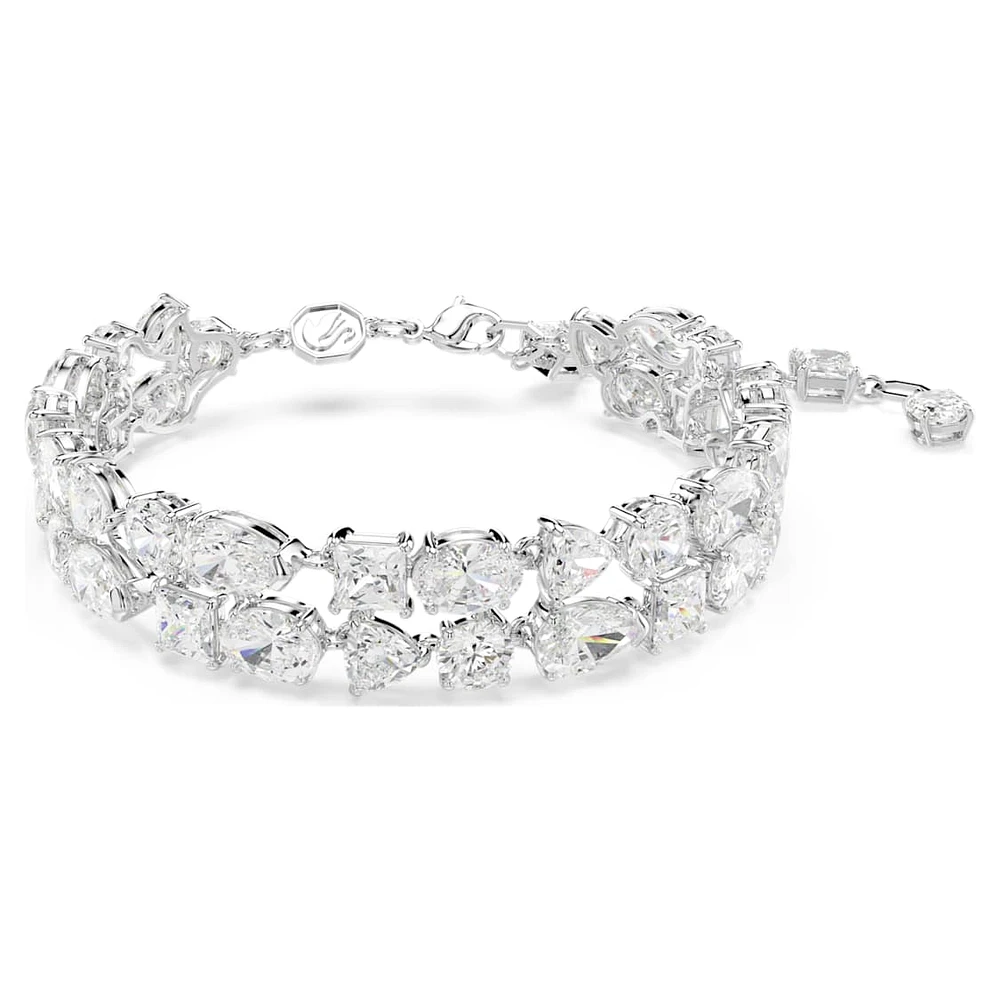 Mesmera bracelet, Mixed cuts, White, Rhodium plated by SWAROVSKI