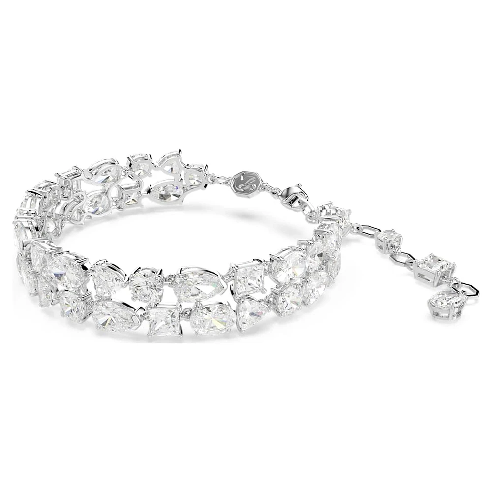 Mesmera bracelet, Mixed cuts, White, Rhodium plated by SWAROVSKI